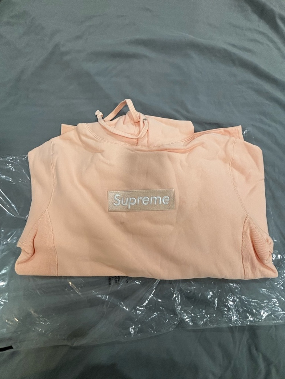 Supreme Peach Box Logo Hooded Sweatshirt